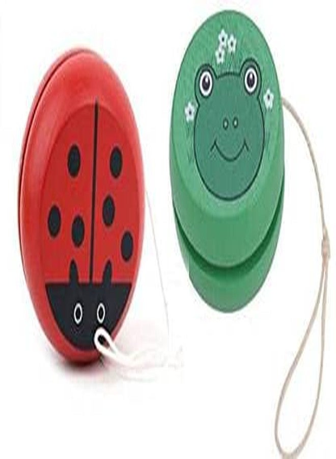 QWICK CLICK Wooden Yo-Yo Spinner Smooth High Speed Cute Cartoon Pattern Design Classic Toy for Kids (Multicolor) - Image 1